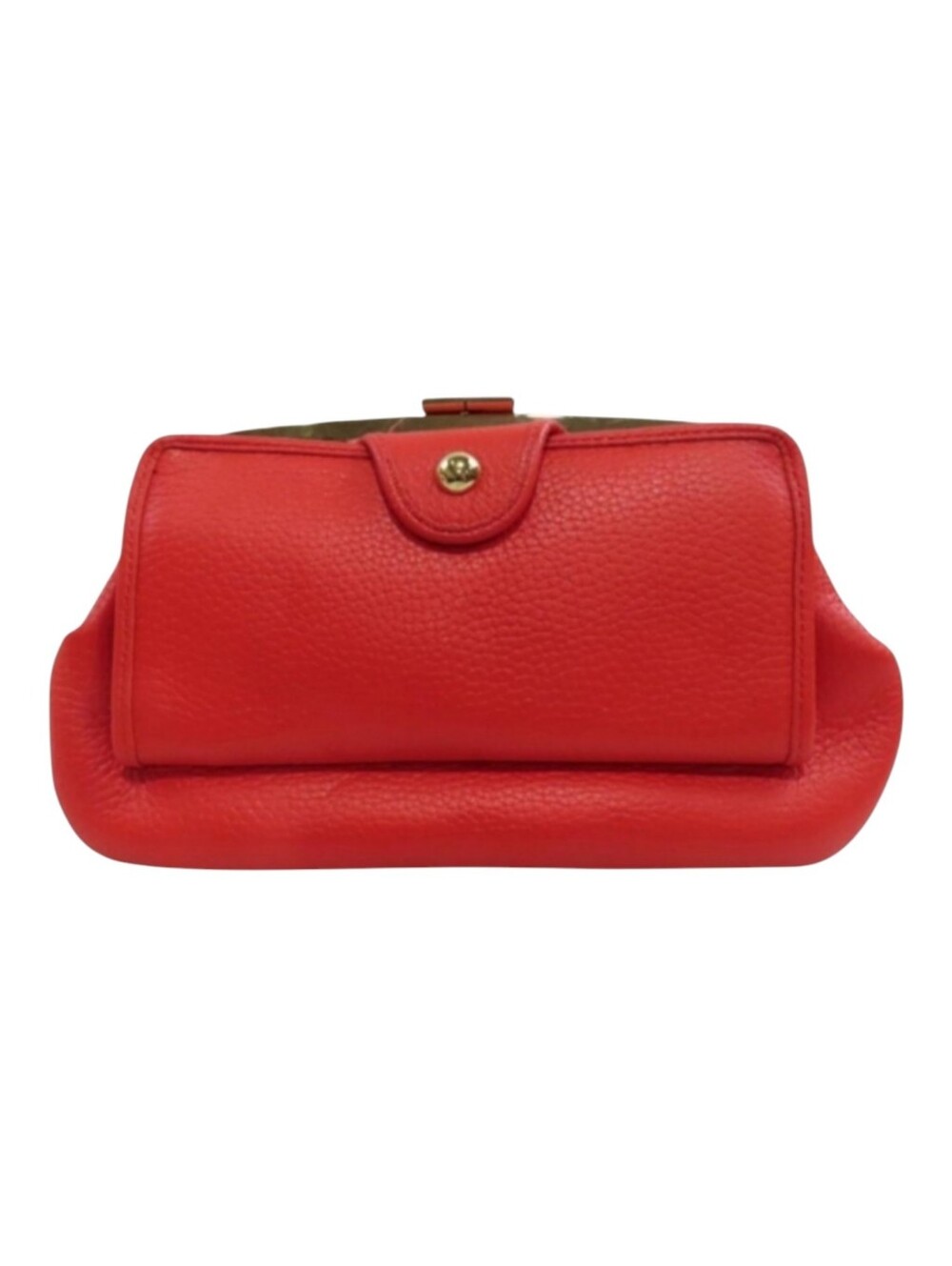 LOFT Leather Clutch Wallet Ann Taylor Red  Gold Tone Hardware